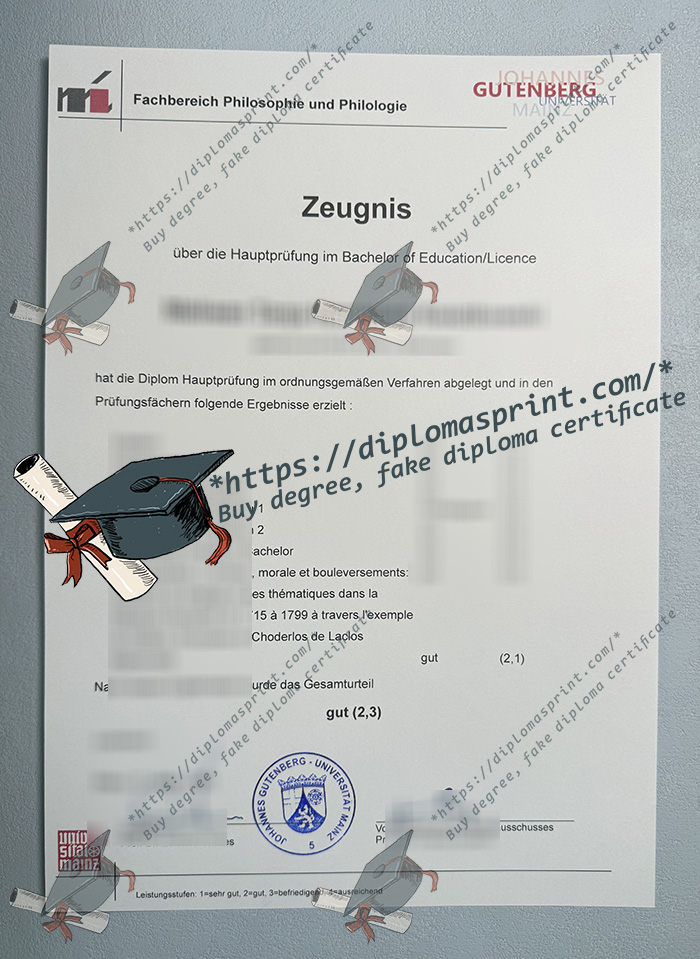 Johannes Gutenberg-Universität Mainz Zeugnis, JGU Zeugnis