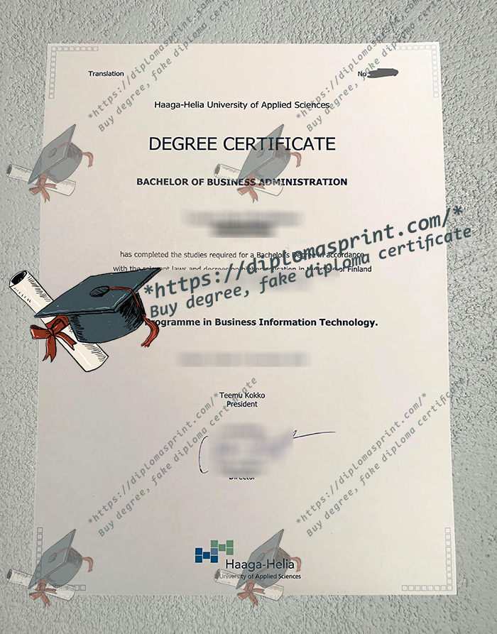 Haaga-Helia-ammattikorkeakoulu Degree Certificate