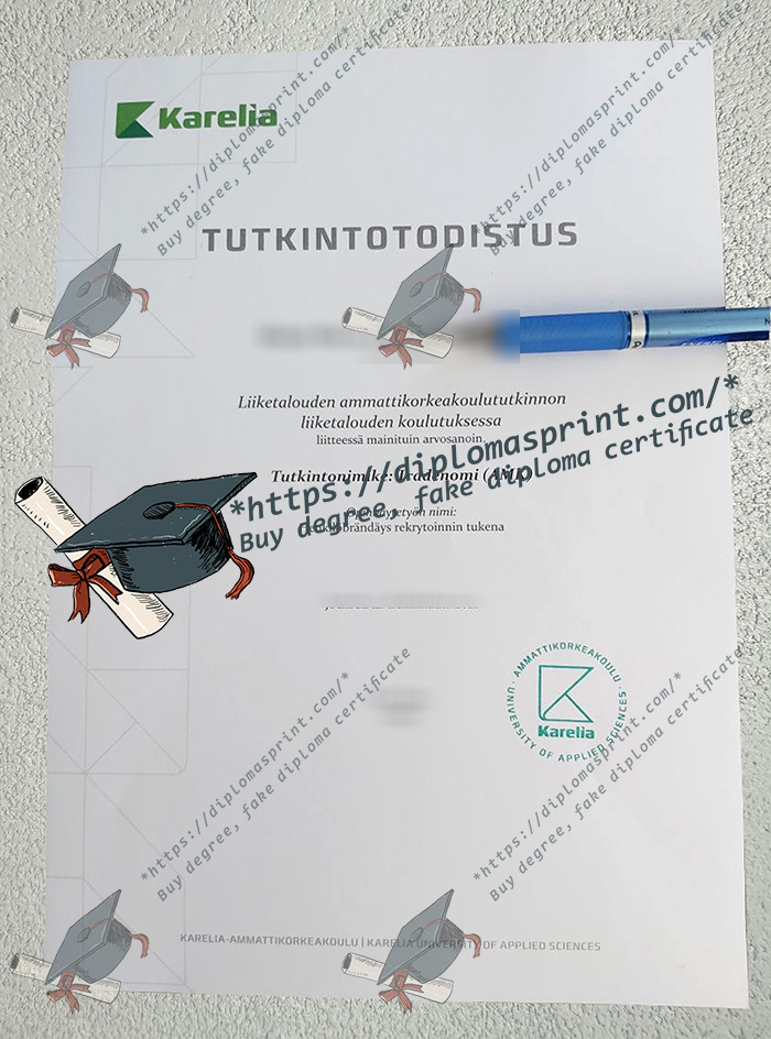 Karelia-ammattikorkeakoulu Tutkintotodistus, Karelia Degree Certificate