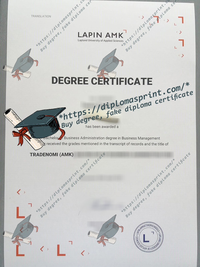 Lapin ammattikorkeakoulu Degree Certificate, Lapin AMK Degree Certificate