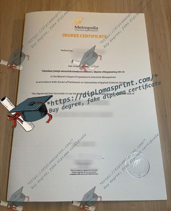 Metropolia Ammattikorkeakoulu Degree Certificate