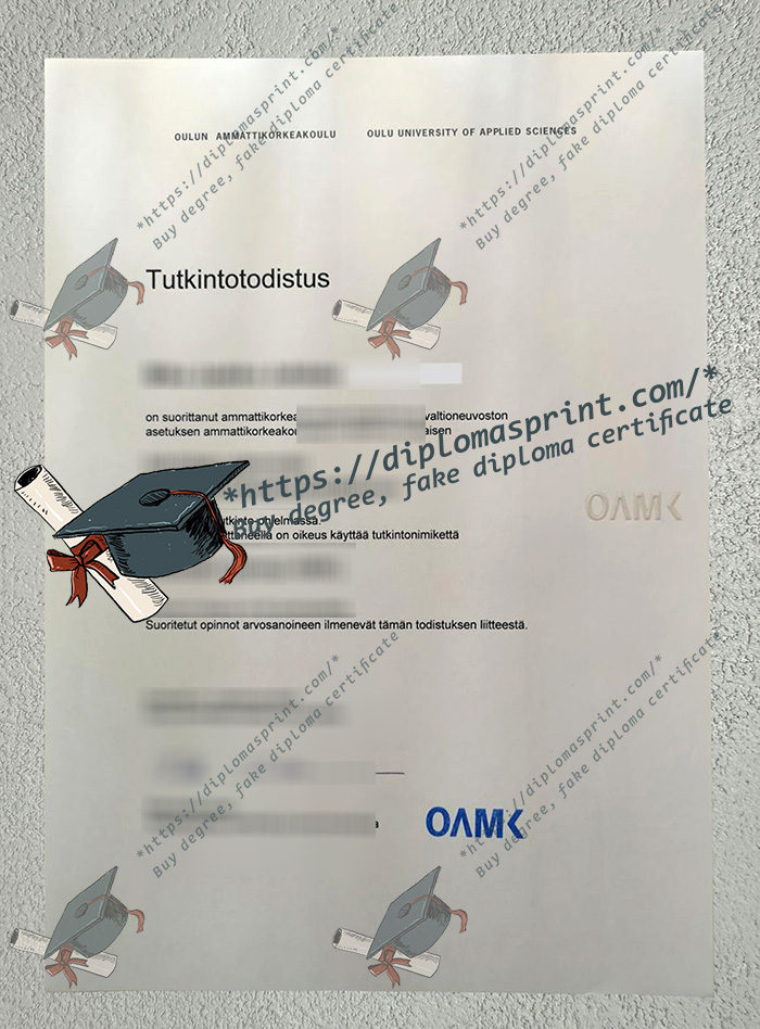 Oulun ammattikorkeakoulu Tutkintotodistus