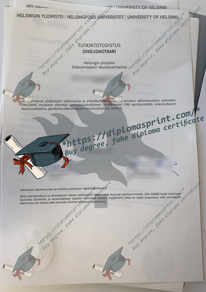 University of Helsinki Degree Certificate, Helsingin yliopisto Tutkintotodistus