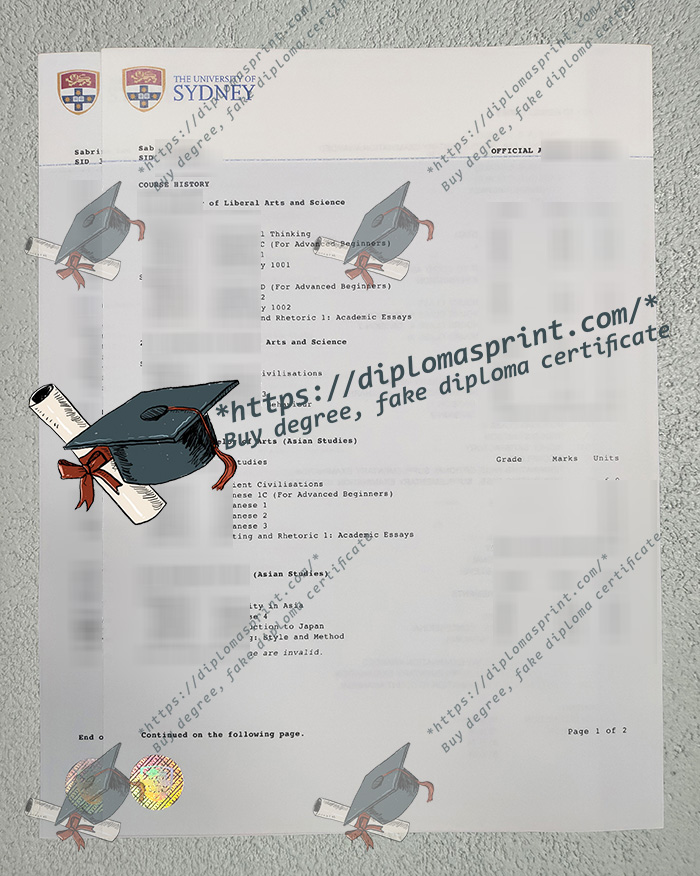 University of Sydney Transcript, USYD Transcript