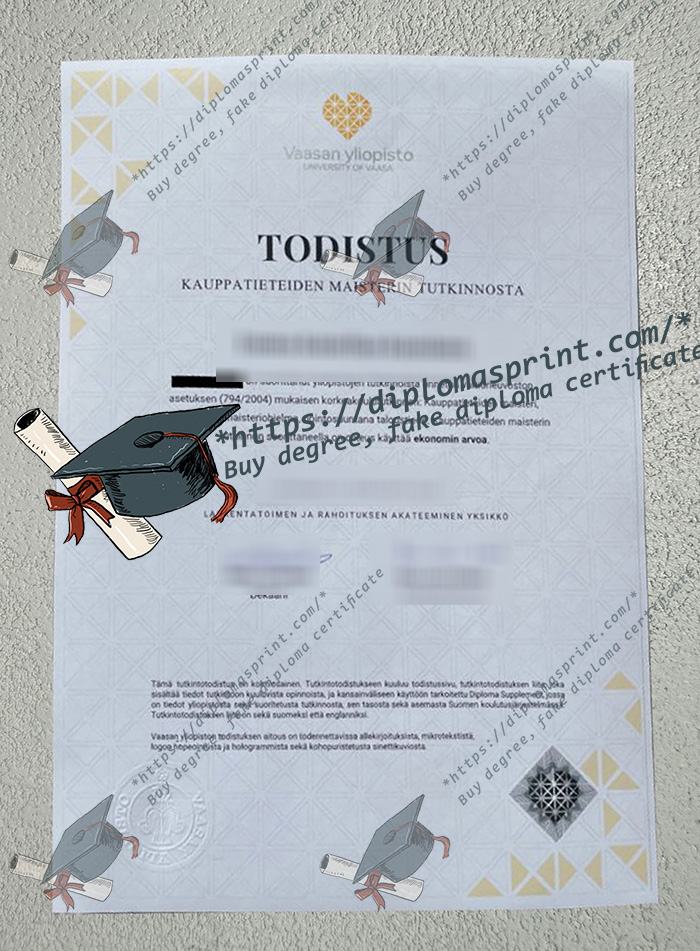 Vaasan yliopisto Tutkintotodistus