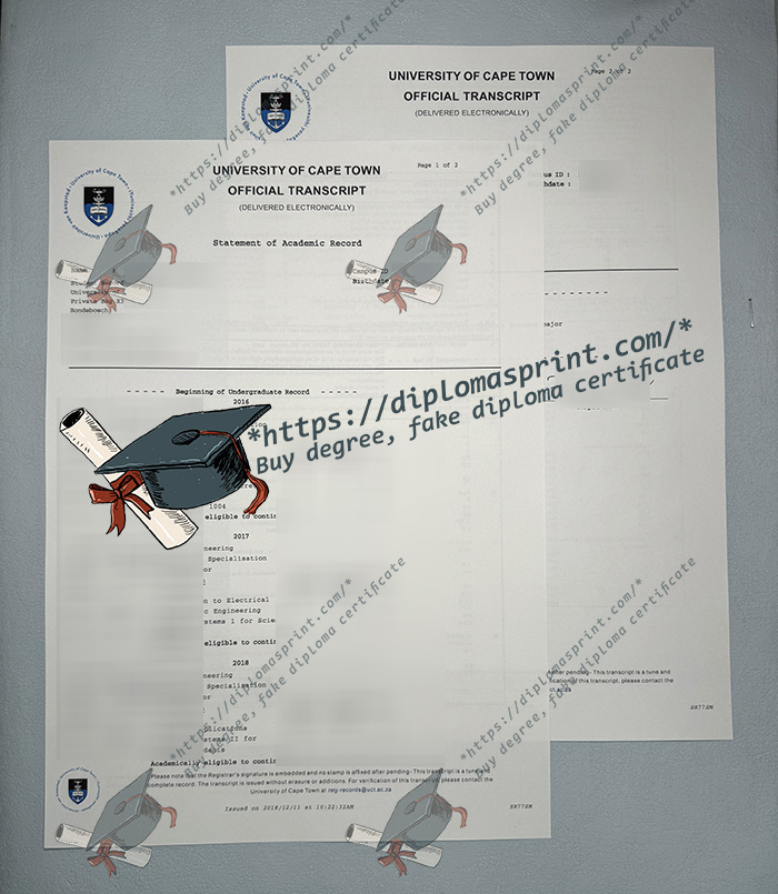 University of Cape Town Transcript, UCT Transcript