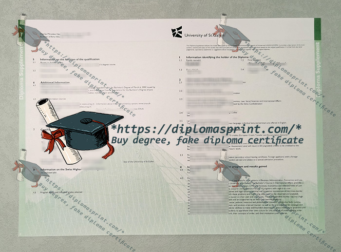 University of St. Gallen Diploma Supplement, HSG Transcript