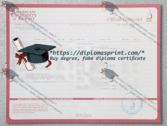 American University of Kuwait Transcript, AUK Transcript