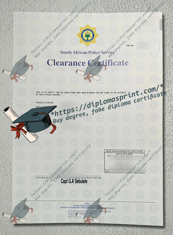 South African Police Clearance Certificate, SAPS Police Clearance Certificate