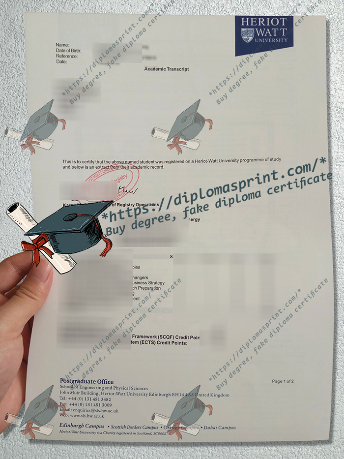 Heriot-Watt University Transcript
