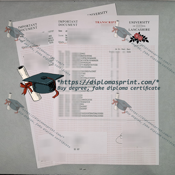 University of Lancashire Transcript, UCLan Academic record