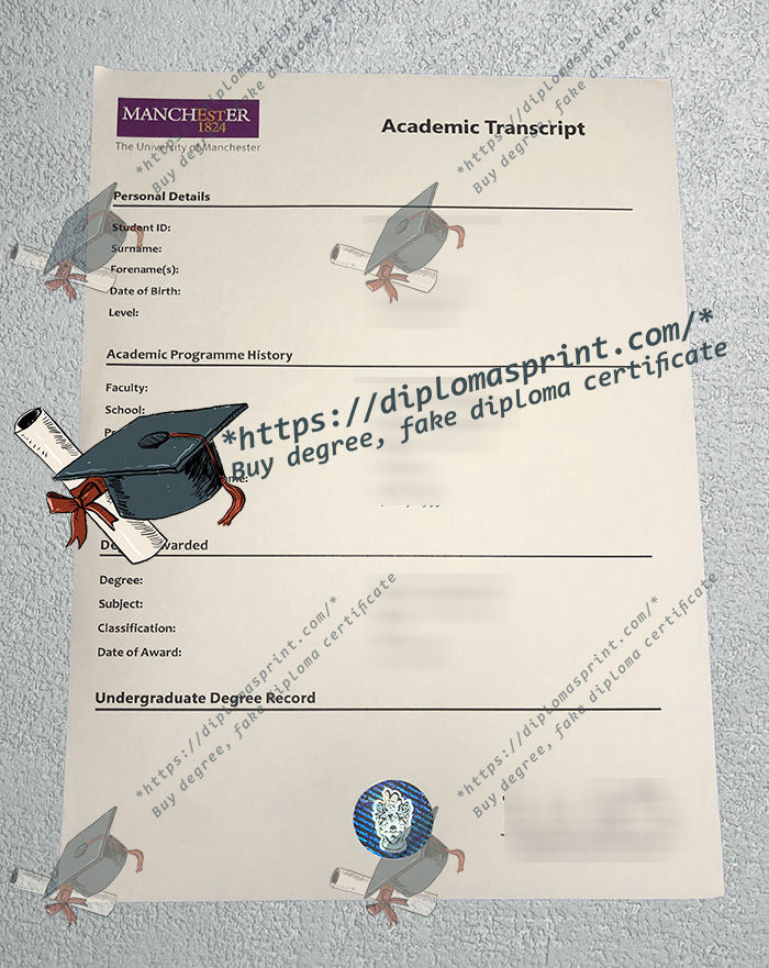 University of Manchester Academic record, University of Manchester Transcript
