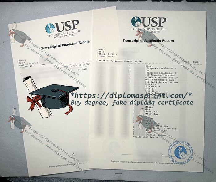 University of the South Pacific Academic record, University of the South Pacific Transcript