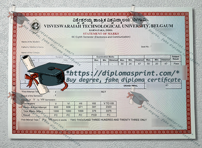 Visvesvaraya Technological University Transcript, VTU Transcript