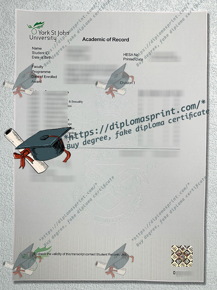 York St John University Academic record, York St John University Transcript