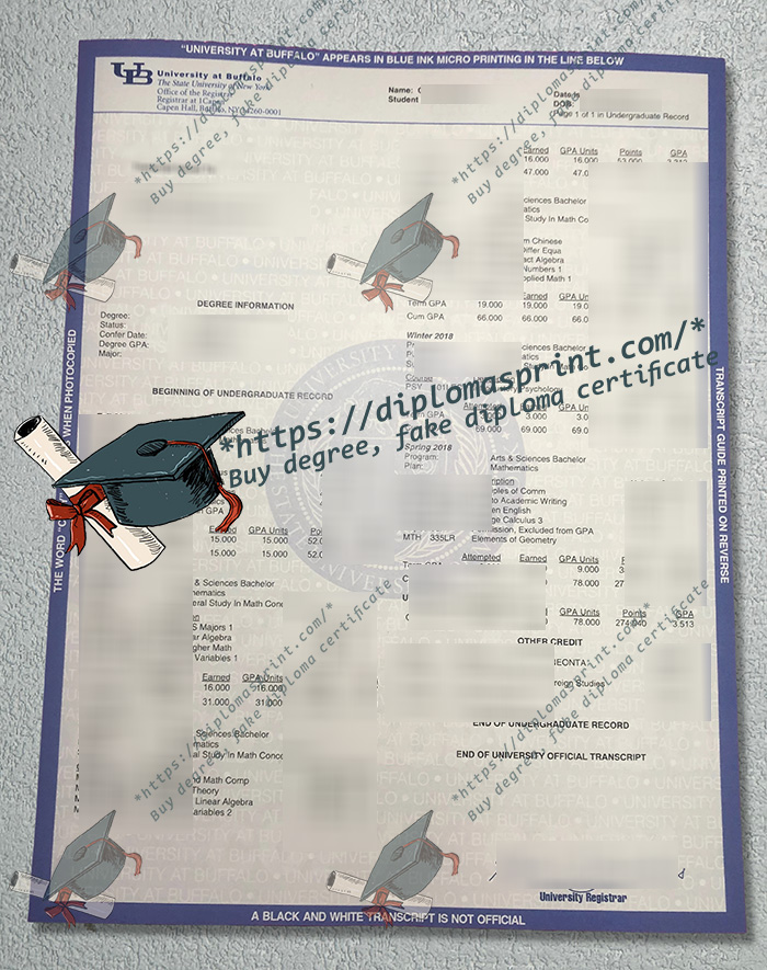 University at Buffalo Academic record, University at Buffalo Transcript