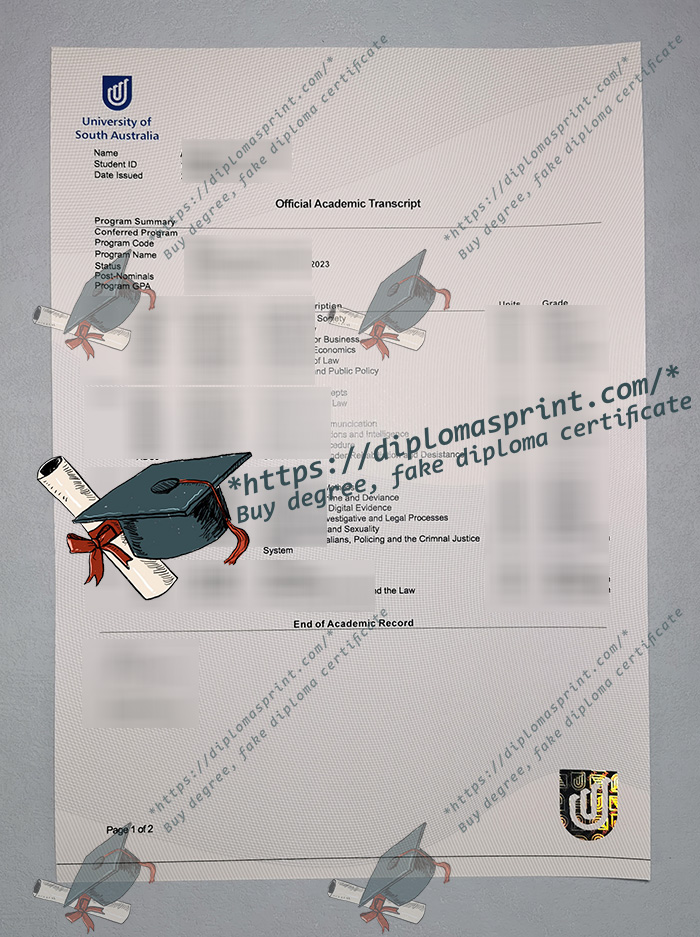 UniSA Transcript, University of South Australia Transcript