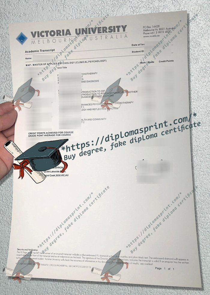 Victoria University Academic record, Victoria University Transcript